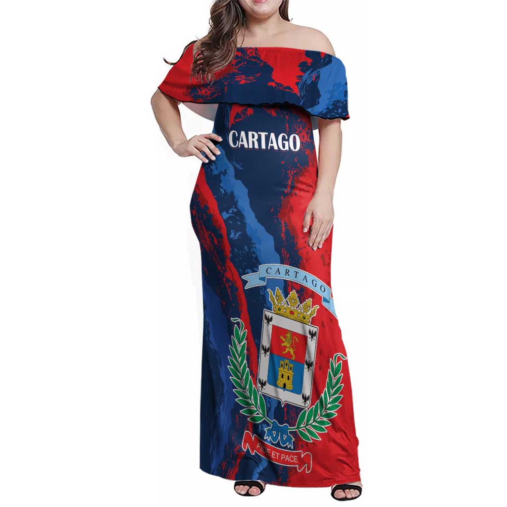Personalized Costa Rica Cartago Province Family Matching Off Shoulder Maxi Dress and Hawaiian Shirt Brumosos Hometown - Wonder Print Shop
