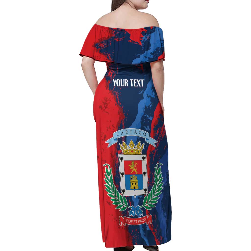 Personalized Costa Rica Cartago Province Family Matching Off Shoulder Maxi Dress and Hawaiian Shirt Brumosos Hometown - Wonder Print Shop