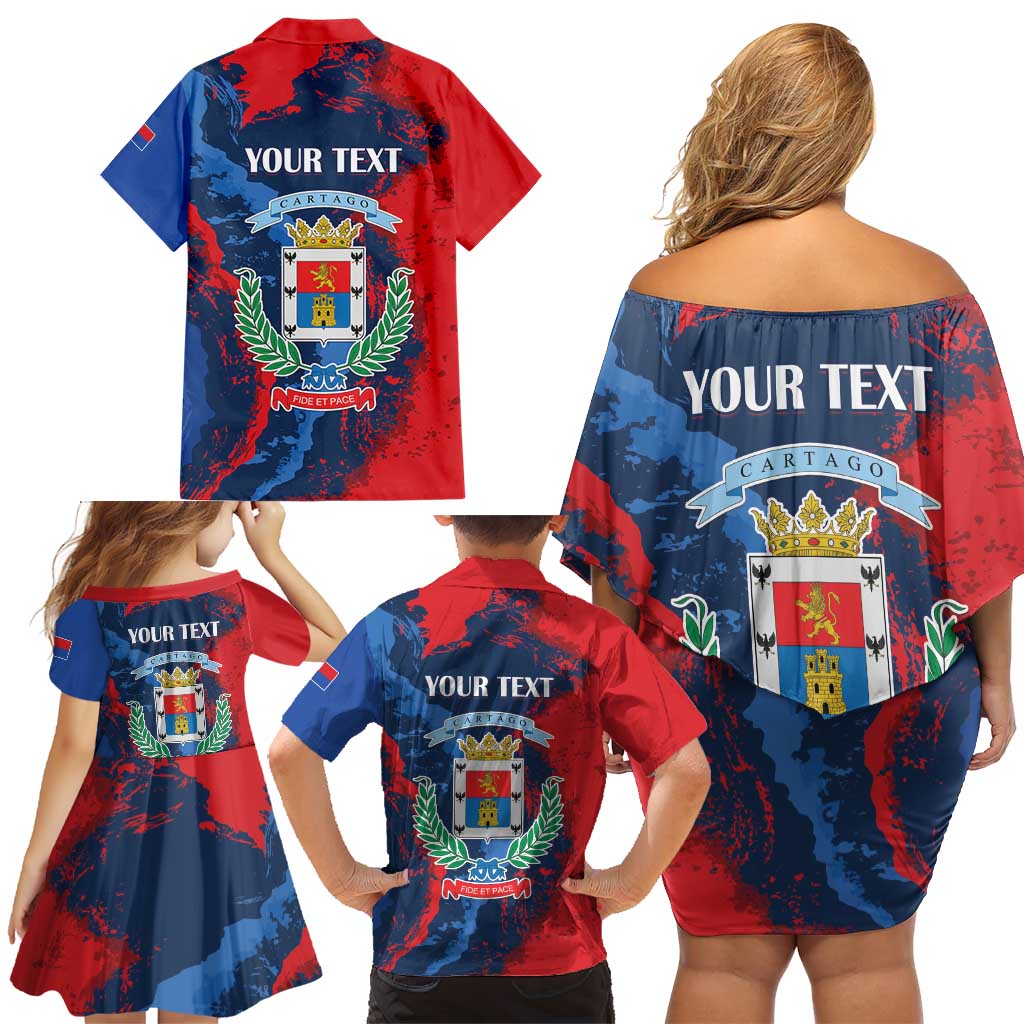 Personalized Costa Rica Cartago Province Family Matching Off Shoulder Short Dress and Hawaiian Shirt Brumosos Hometown - Wonder Print Shop