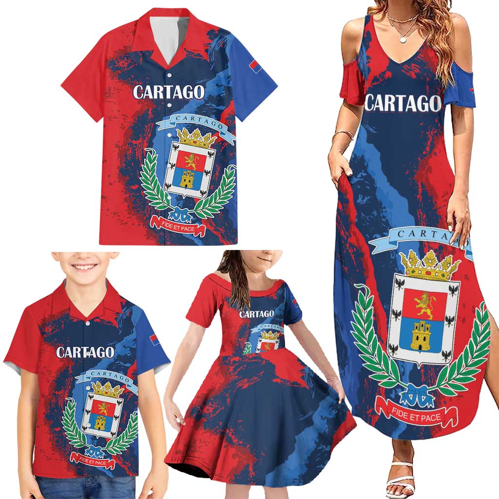 Personalized Costa Rica Cartago Province Family Matching Summer Maxi Dress and Hawaiian Shirt Brumosos Hometown - Wonder Print Shop