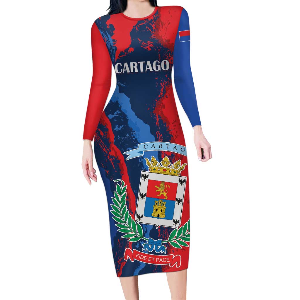 Personalized Costa Rica Cartago Province Long Sleeve Bodycon Dress Brumosos Hometown - Wonder Print Shop