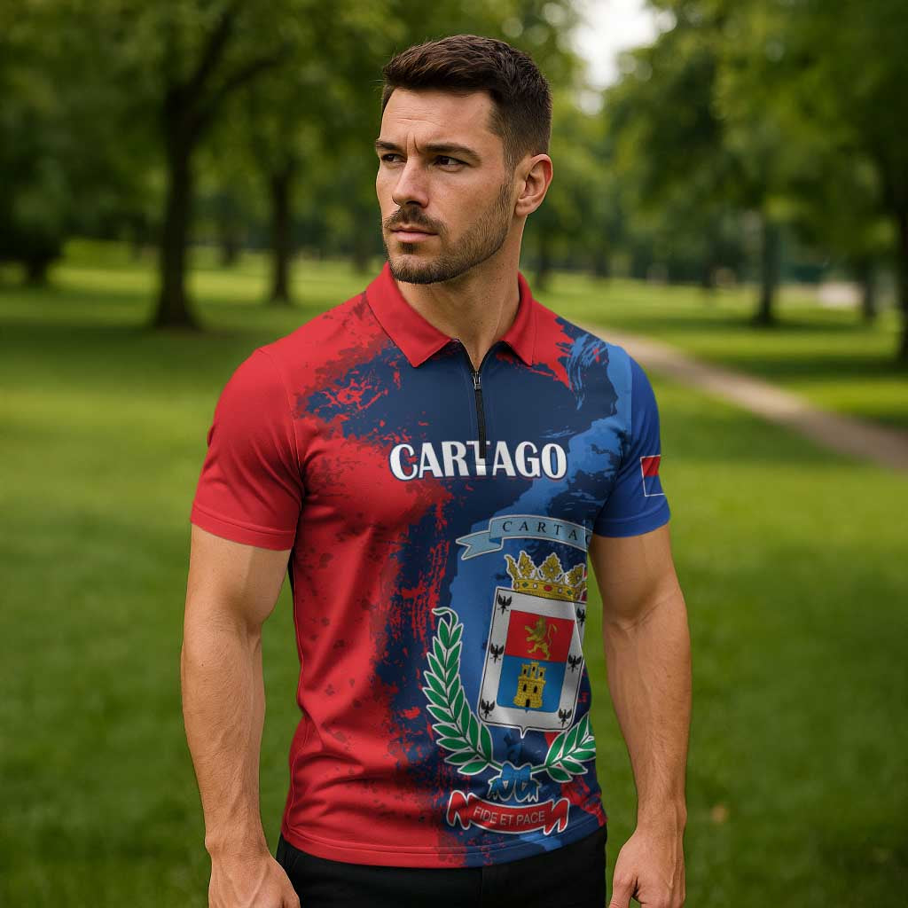 Personalized Costa Rica Cartago Province Zipper Polo Shirt Brumosos Hometown - Wonder Print Shop