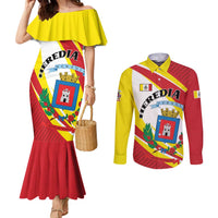 Personalized Costa Rica Heredia Province Couples Matching Mermaid Dress and Long Sleeve Button Shirt - Wonder Print Shop