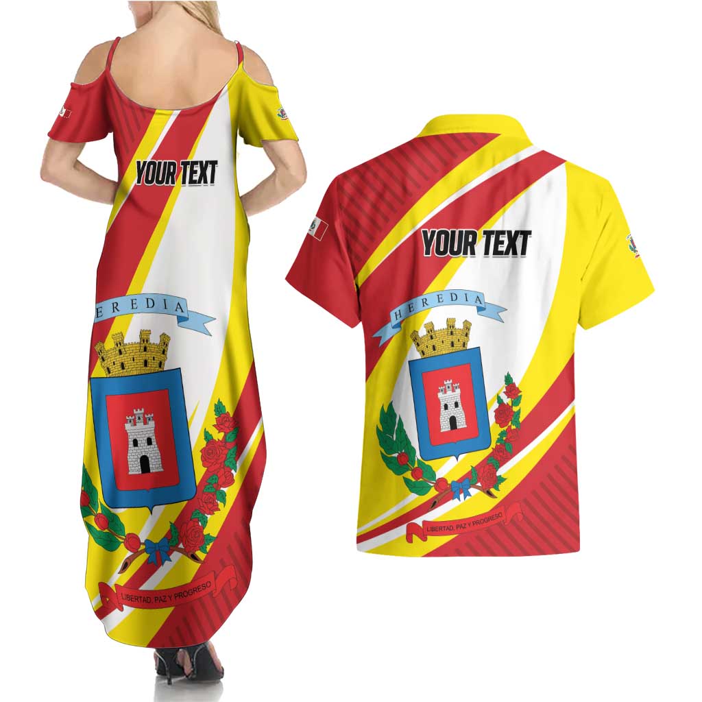 Personalized Costa Rica Heredia Province Couples Matching Summer Maxi Dress and Hawaiian Shirt - Wonder Print Shop