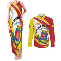 Personalized Costa Rica Heredia Province Couples Matching Tank Maxi Dress and Long Sleeve Button Shirt - Wonder Print Shop