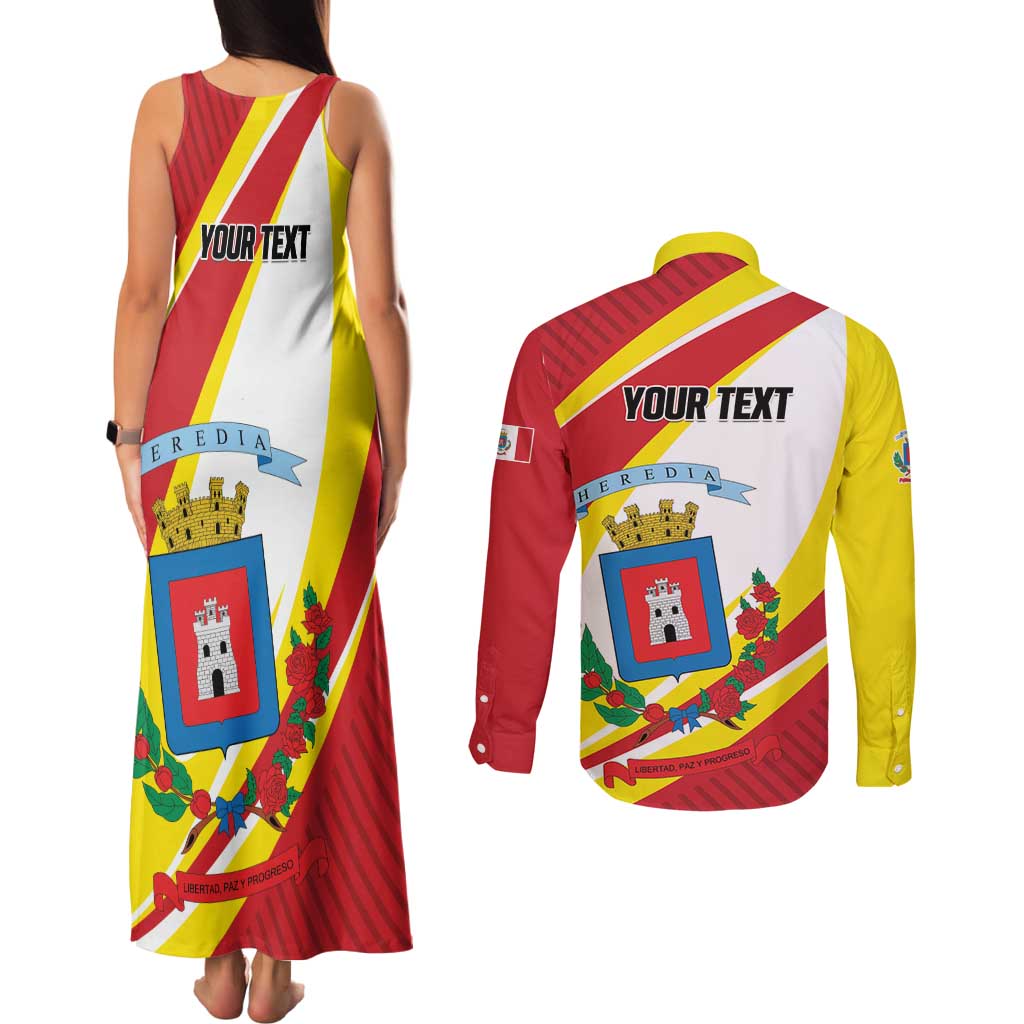 Personalized Costa Rica Heredia Province Couples Matching Tank Maxi Dress and Long Sleeve Button Shirt - Wonder Print Shop