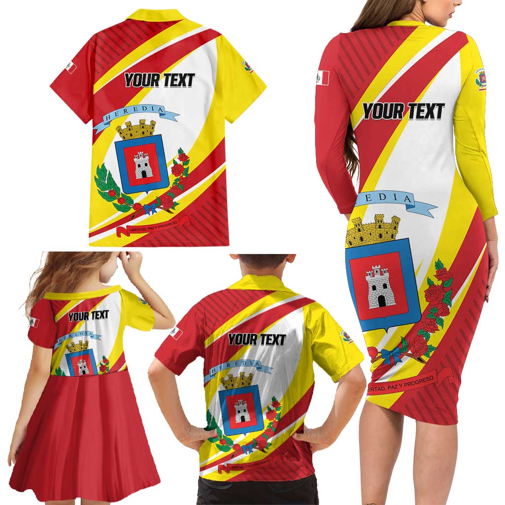 Personalized Costa Rica Heredia Province Family Matching Long Sleeve Bodycon Dress and Hawaiian Shirt - Wonder Print Shop