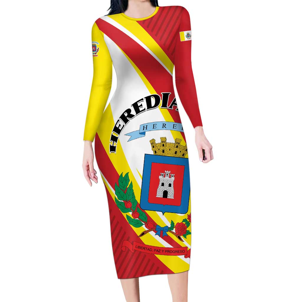 Personalized Costa Rica Heredia Province Family Matching Long Sleeve Bodycon Dress and Hawaiian Shirt - Wonder Print Shop
