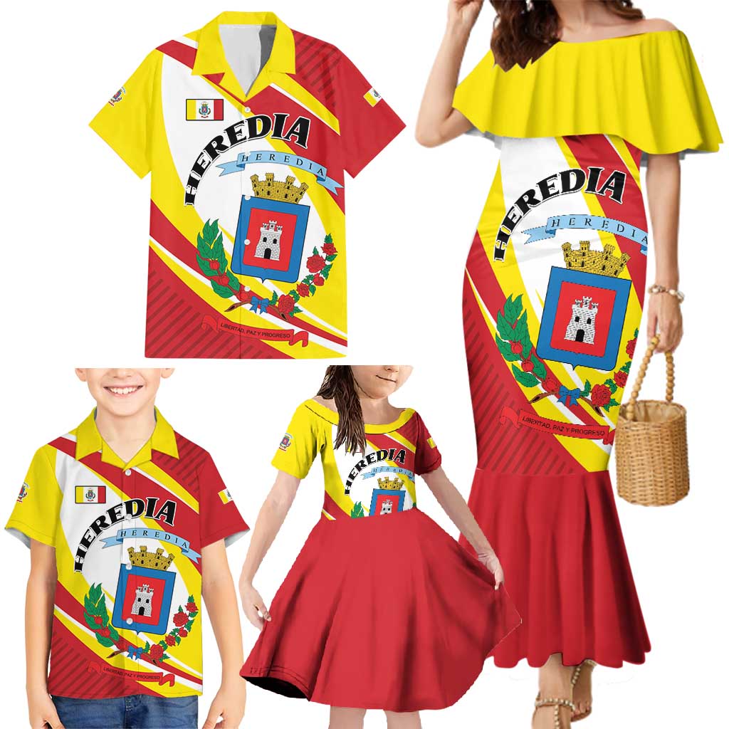 Personalized Costa Rica Heredia Province Family Matching Mermaid Dress and Hawaiian Shirt - Wonder Print Shop