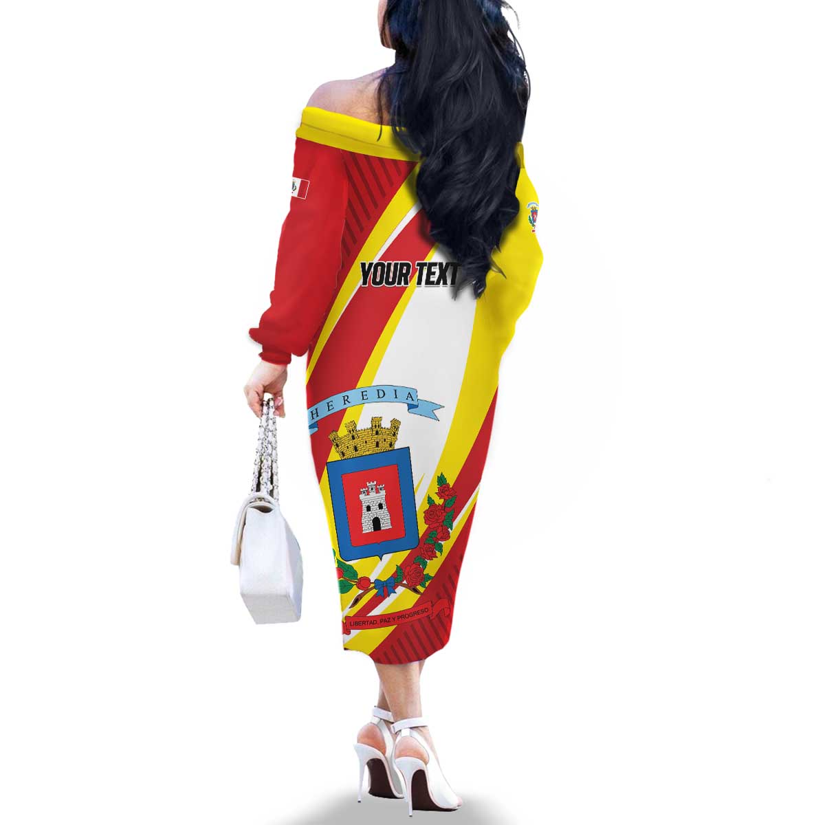 Personalized Costa Rica Heredia Province Family Matching Off The Shoulder Long Sleeve Dress and Hawaiian Shirt - Wonder Print Shop