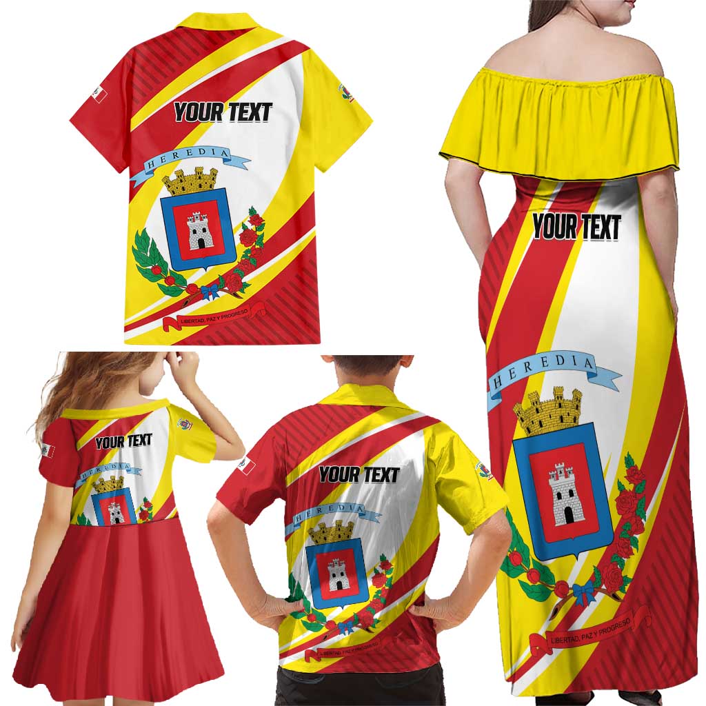 Personalized Costa Rica Heredia Province Family Matching Off Shoulder Maxi Dress and Hawaiian Shirt - Wonder Print Shop