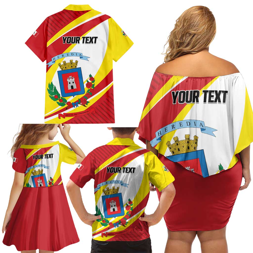 Personalized Costa Rica Heredia Province Family Matching Off Shoulder Short Dress and Hawaiian Shirt - Wonder Print Shop