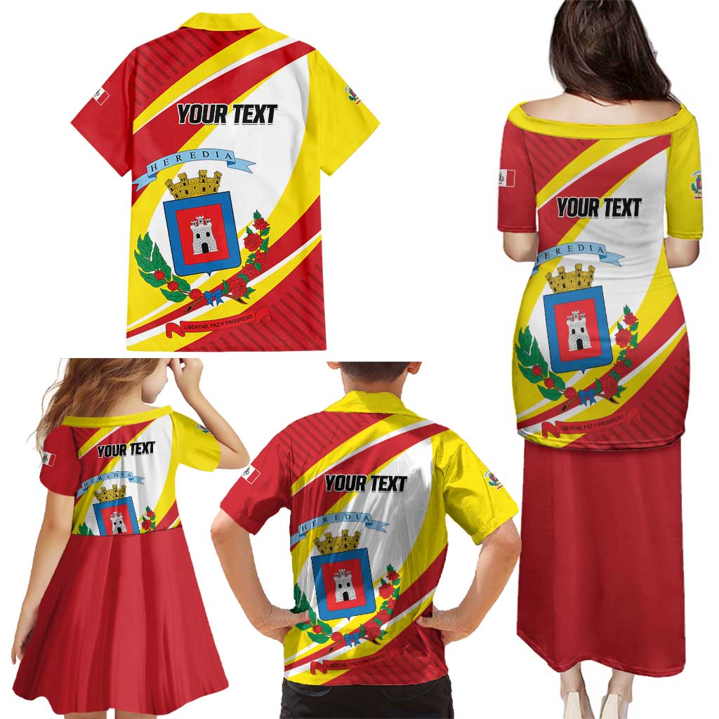 Personalized Costa Rica Heredia Province Family Matching Puletasi and Hawaiian Shirt - Wonder Print Shop