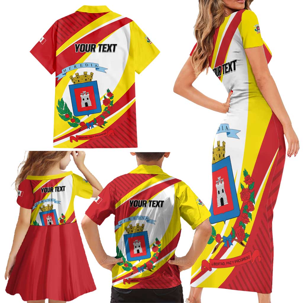 Personalized Costa Rica Heredia Province Family Matching Short Sleeve Bodycon Dress and Hawaiian Shirt - Wonder Print Shop
