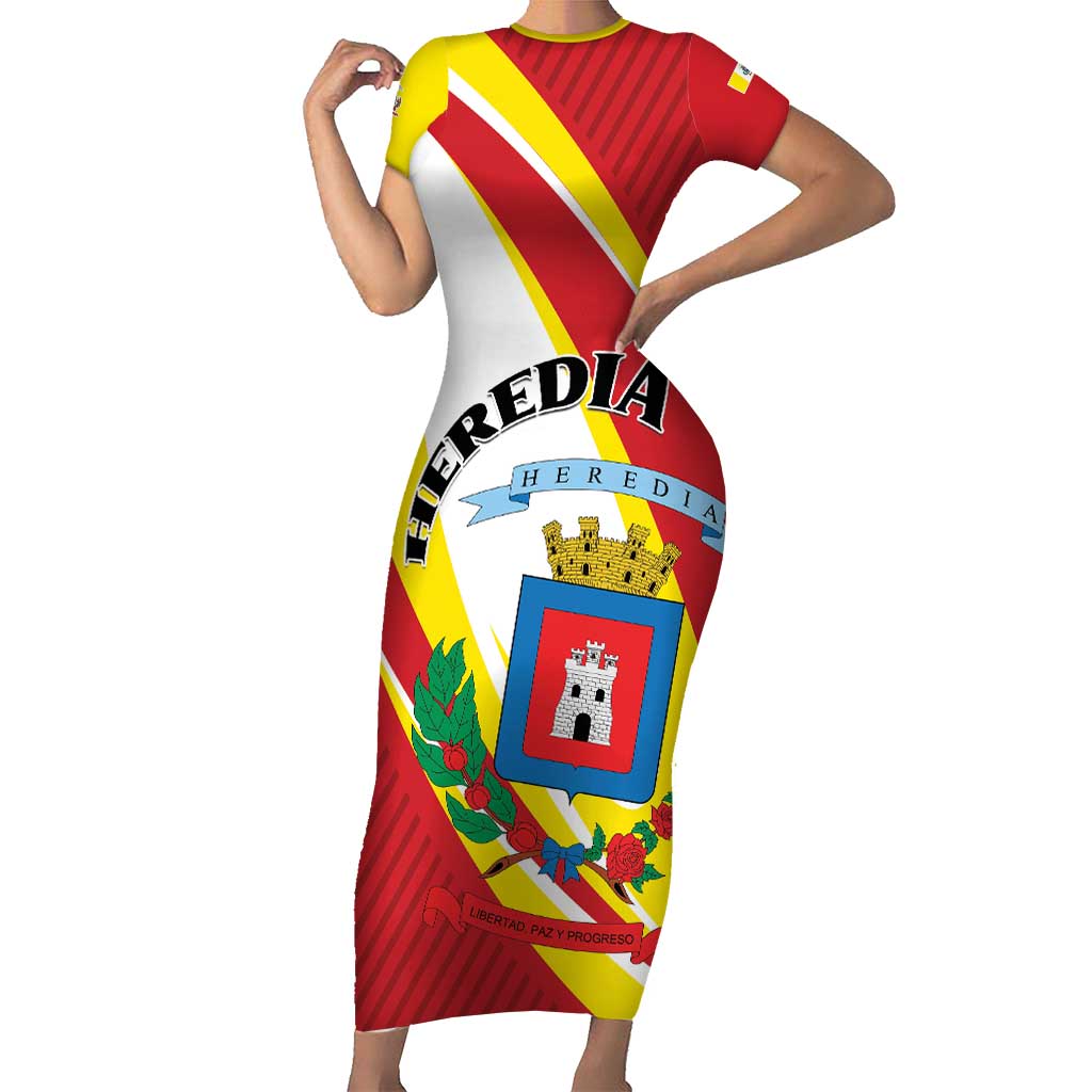 Personalized Costa Rica Heredia Province Family Matching Short Sleeve Bodycon Dress and Hawaiian Shirt - Wonder Print Shop