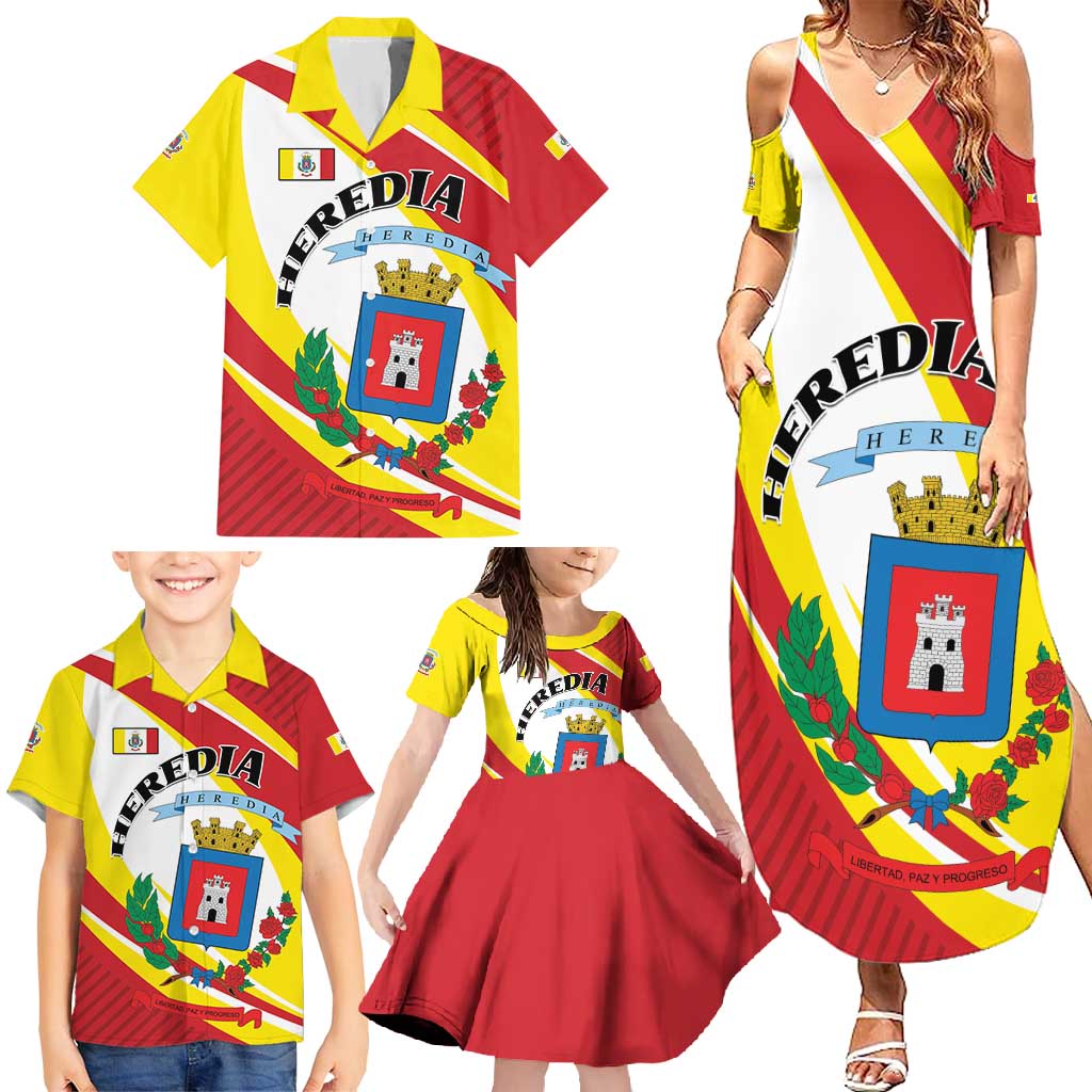 Personalized Costa Rica Heredia Province Family Matching Summer Maxi Dress and Hawaiian Shirt - Wonder Print Shop