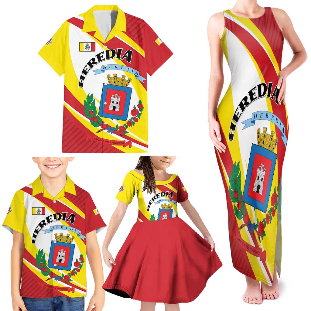 Personalized Costa Rica Heredia Province Family Matching Tank Maxi Dress and Hawaiian Shirt - Wonder Print Shop