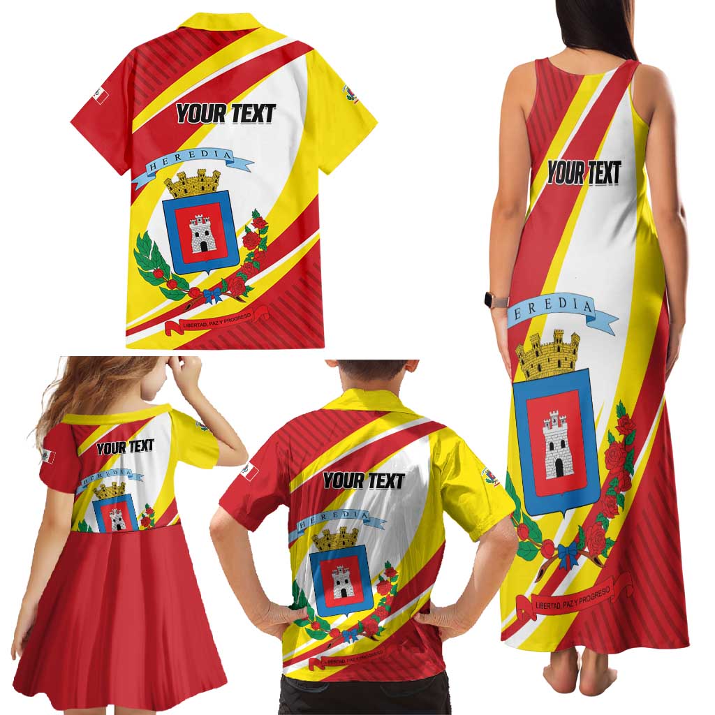 Personalized Costa Rica Heredia Province Family Matching Tank Maxi Dress and Hawaiian Shirt - Wonder Print Shop