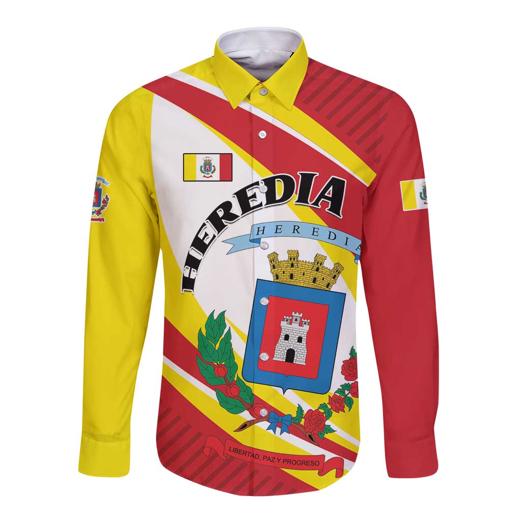 Personalized Costa Rica Heredia Province Long Sleeve Button Shirt - Wonder Print Shop
