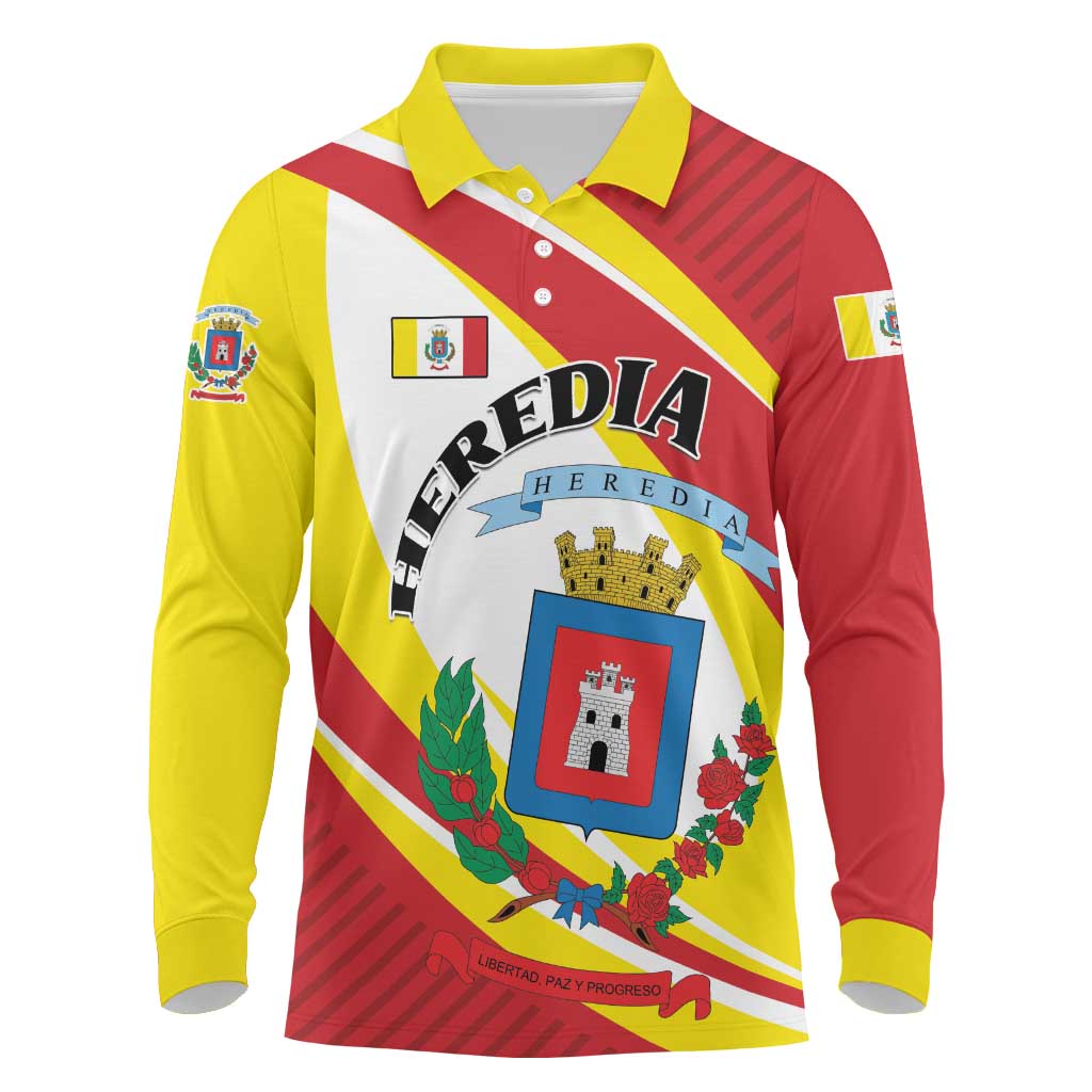 Personalized Costa Rica Heredia Province Long Sleeve Polo Shirt - Wonder Print Shop
