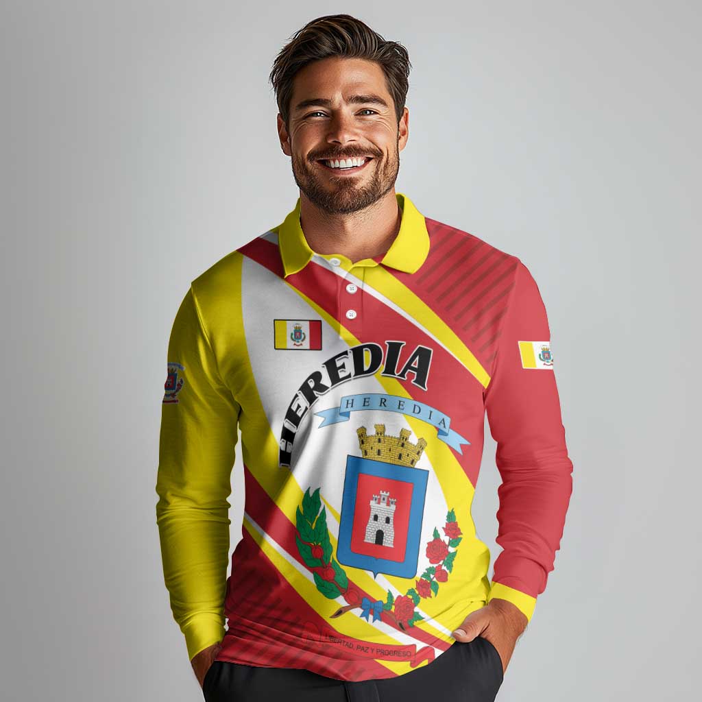 Personalized Costa Rica Heredia Province Long Sleeve Polo Shirt - Wonder Print Shop