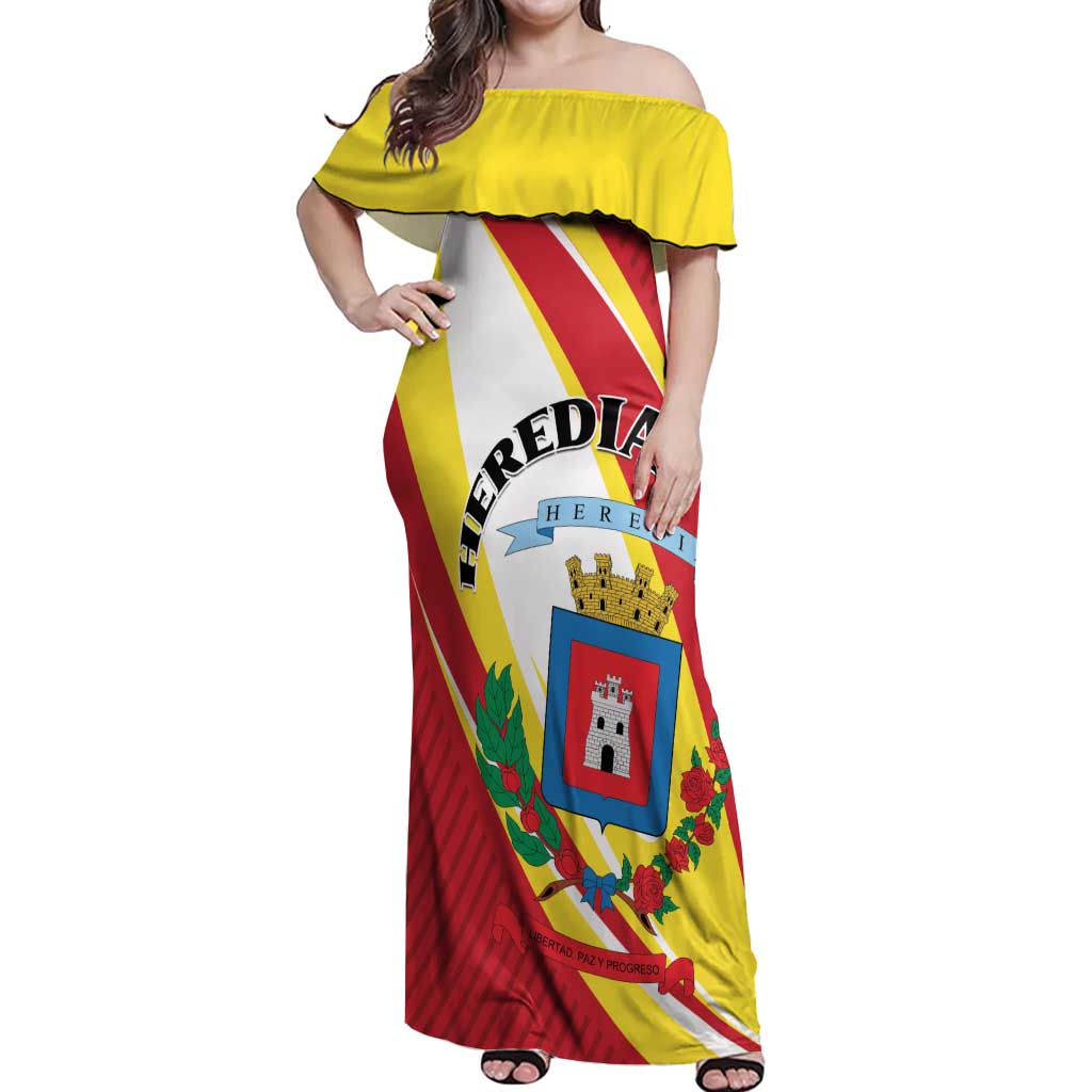 Personalized Costa Rica Heredia Province Off Shoulder Maxi Dress - Wonder Print Shop