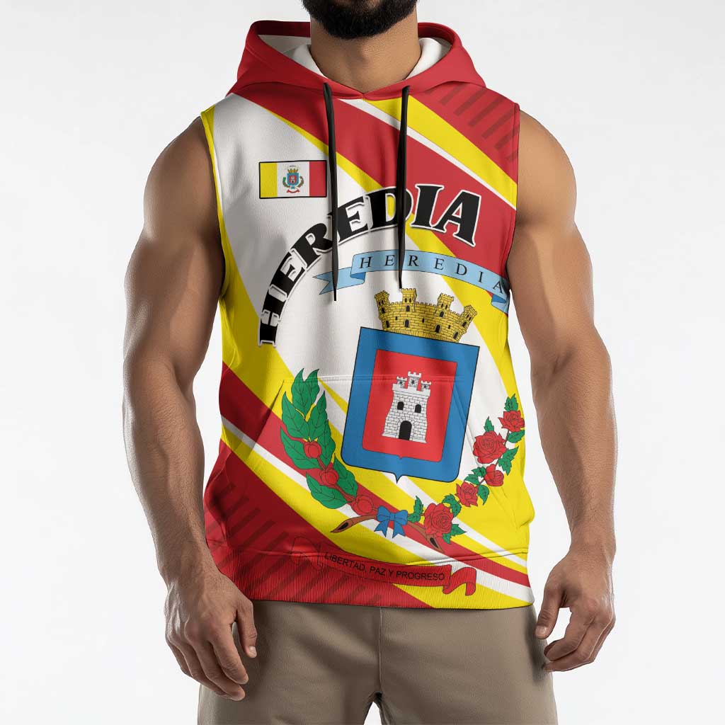 Personalized Costa Rica Heredia Province Sleeveless Hoodie - Wonder Print Shop