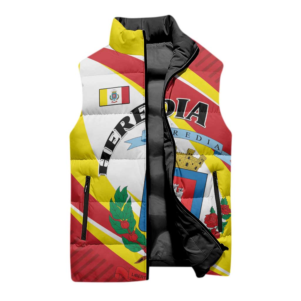 Personalized Costa Rica Heredia Province Sleeveless Puffer Jacket - Wonder Print Shop