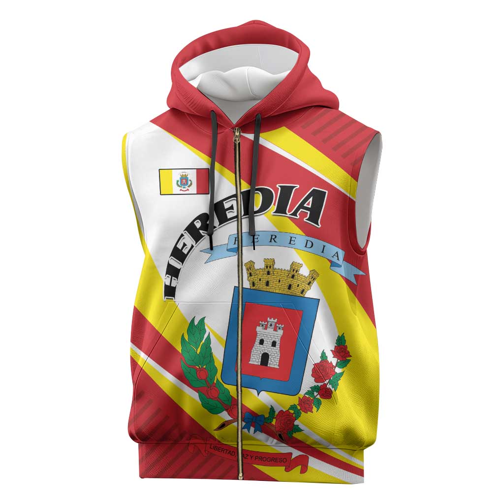 Personalized Costa Rica Heredia Province Sleeveless Zip Hoodie - Wonder Print Shop