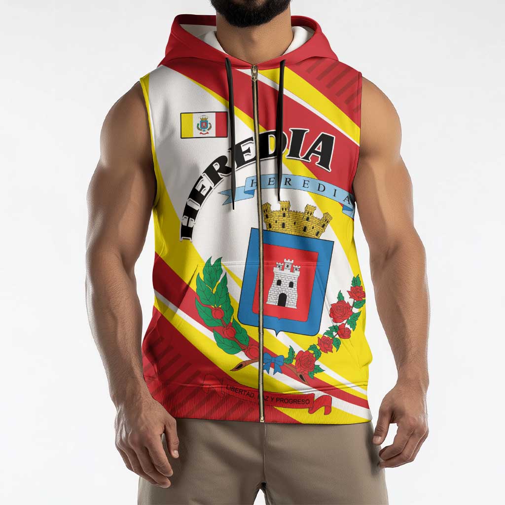 Personalized Costa Rica Heredia Province Sleeveless Zip Hoodie - Wonder Print Shop