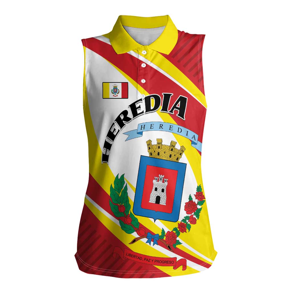 Personalized Costa Rica Heredia Province Women Sleeveless Polo Shirt - Wonder Print Shop