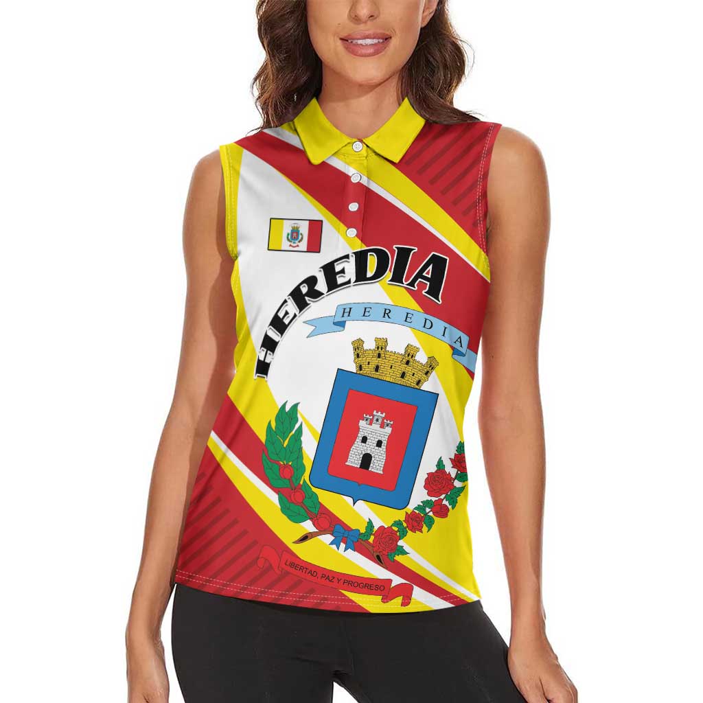 Personalized Costa Rica Heredia Province Women Sleeveless Polo Shirt - Wonder Print Shop