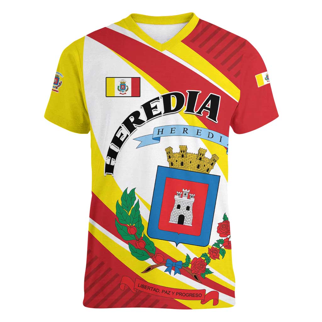 Personalized Costa Rica Heredia Province Women V-Neck T-Shirt - Wonder Print Shop