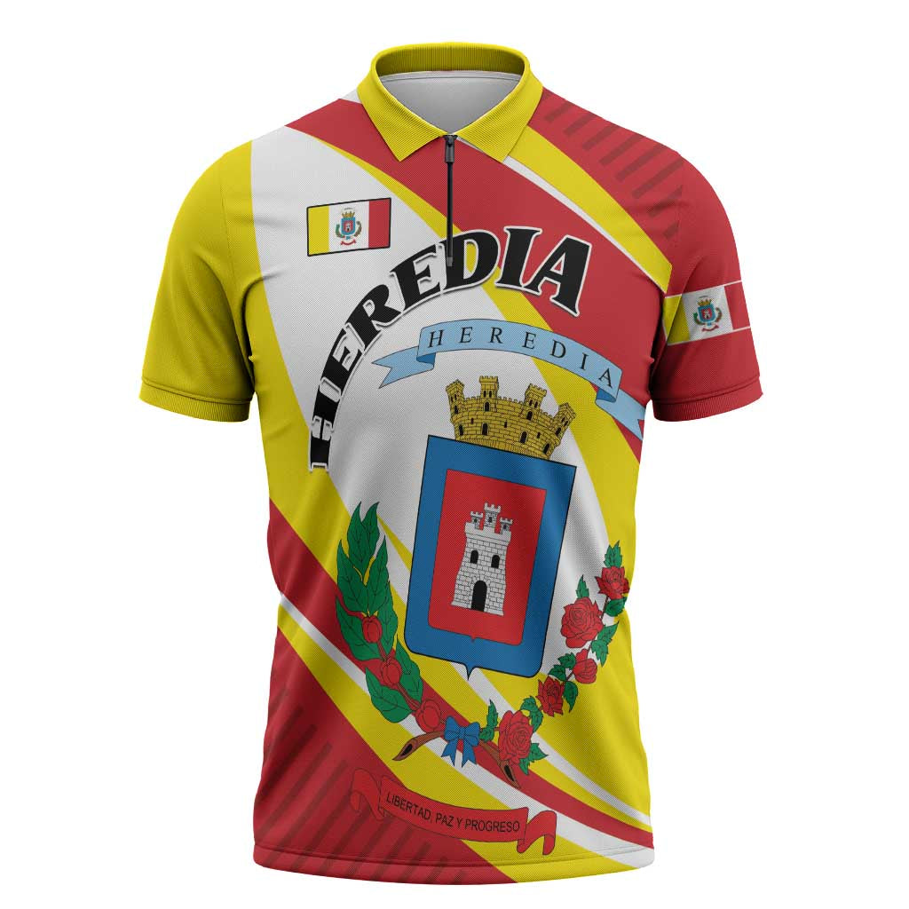 Personalized Costa Rica Heredia Province Zipper Polo Shirt - Wonder Print Shop