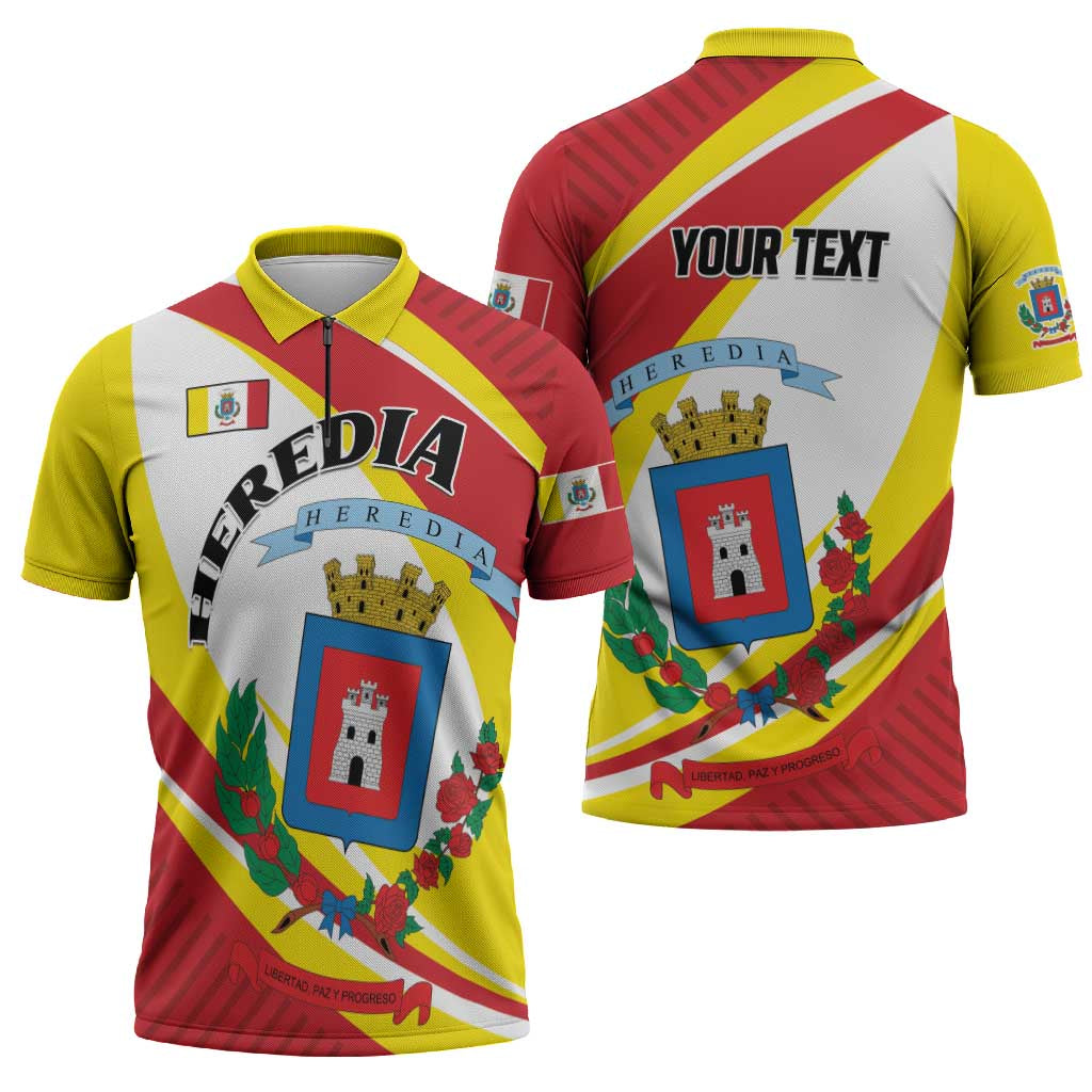 Personalized Costa Rica Heredia Province Zipper Polo Shirt - Wonder Print Shop