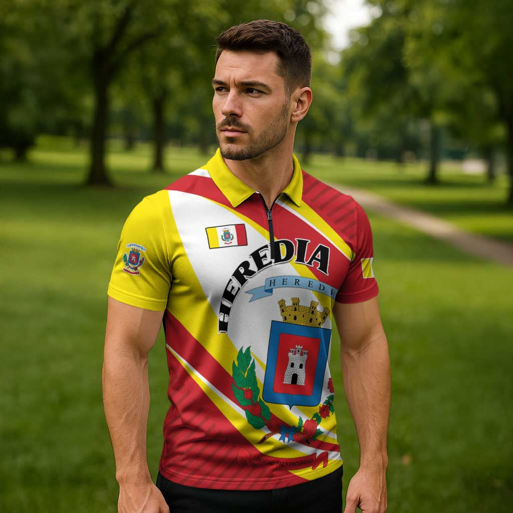 Personalized Costa Rica Heredia Province Zipper Polo Shirt - Wonder Print Shop