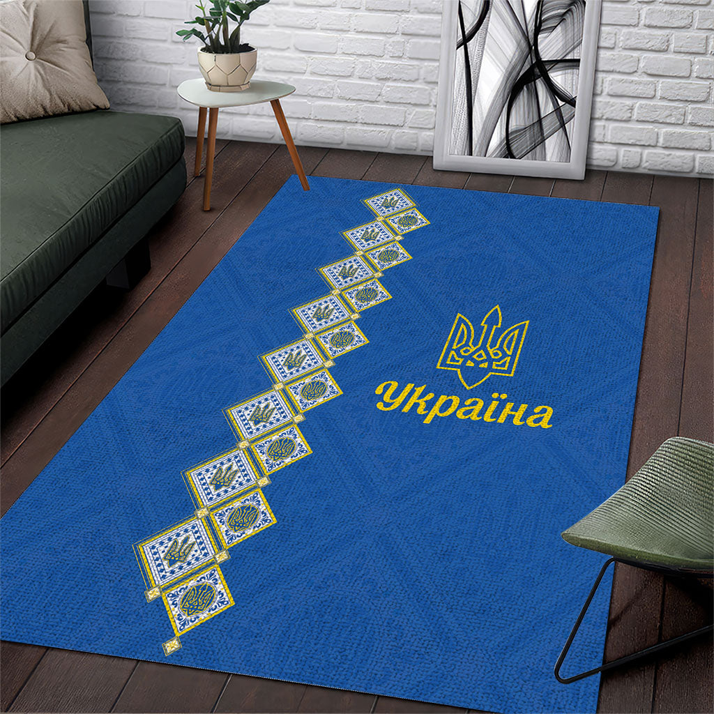 Ukrainian Tryzub Pattern Area Rug