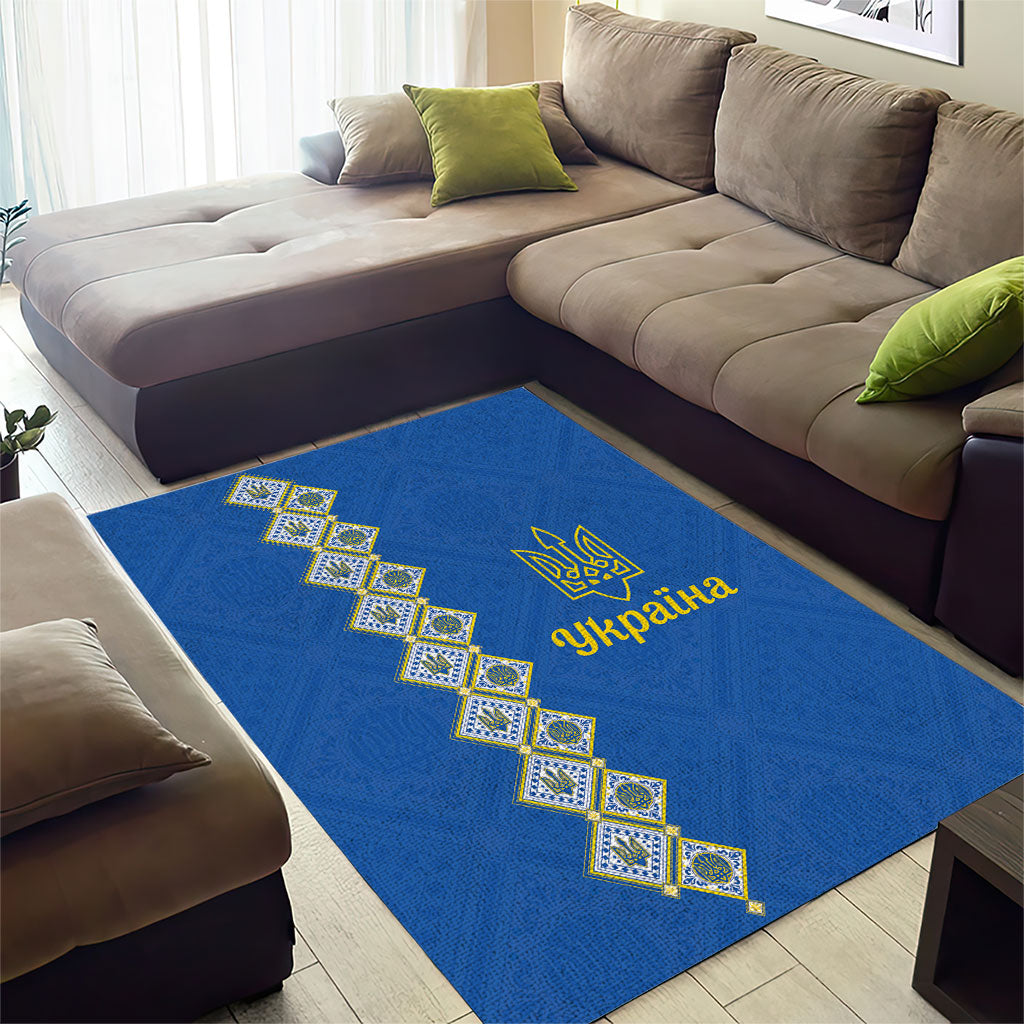 Ukrainian Tryzub Pattern Area Rug