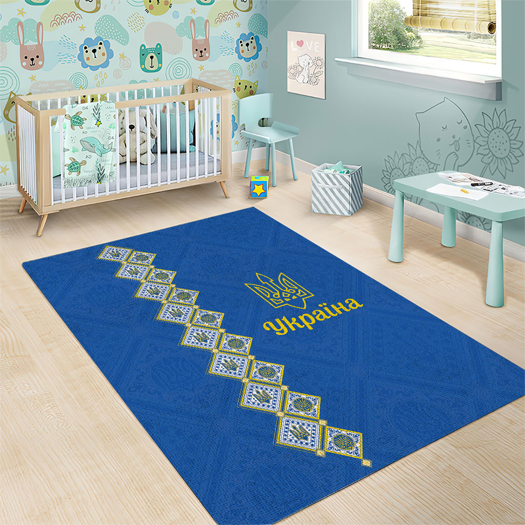 Ukrainian Tryzub Pattern Area Rug