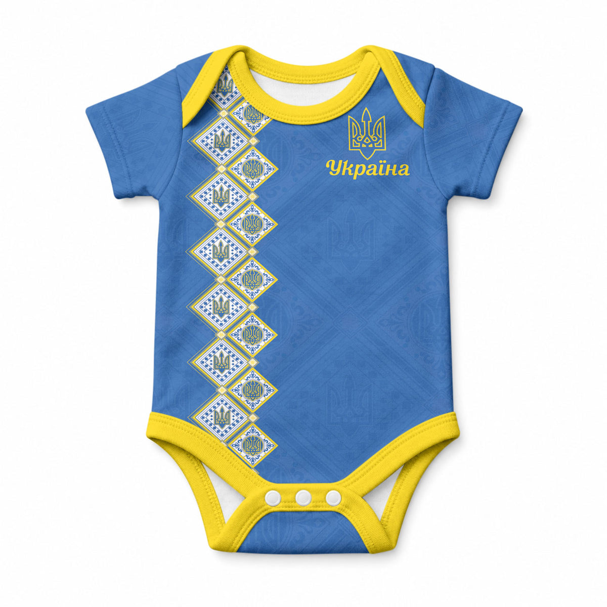 Personalised Ukrainian Tryzub Pattern Baby Onesie