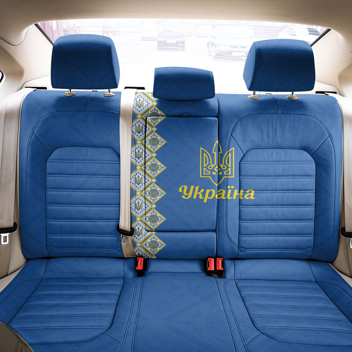 Ukrainian Tryzub Pattern Back Car Seat Cover