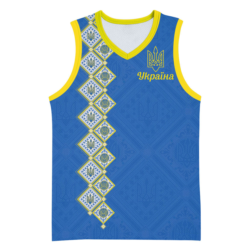 Personalised Ukrainian Tryzub Pattern Basketball Jersey