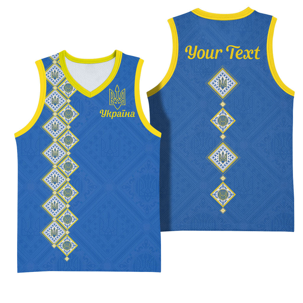Personalised Ukrainian Tryzub Pattern Basketball Jersey