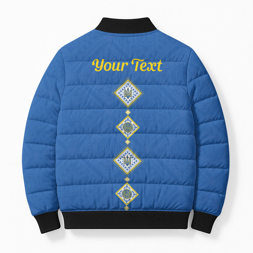 Personalised Ukrainian Tryzub Pattern Bomber Puffer Jacket