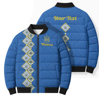 Personalised Ukrainian Tryzub Pattern Bomber Puffer Jacket