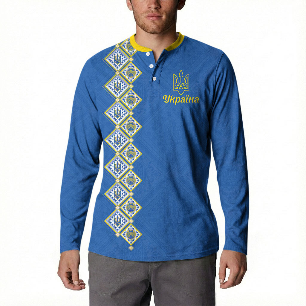 Personalised Ukrainian Tryzub Pattern Button Sweatshirt