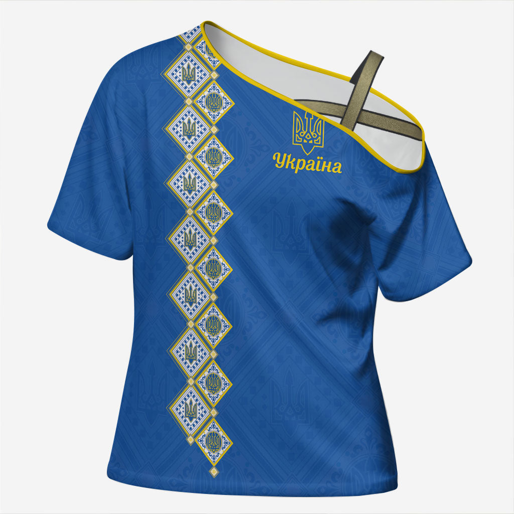 Personalised Ukrainian Tryzub Pattern Cross Shoulder Shirt