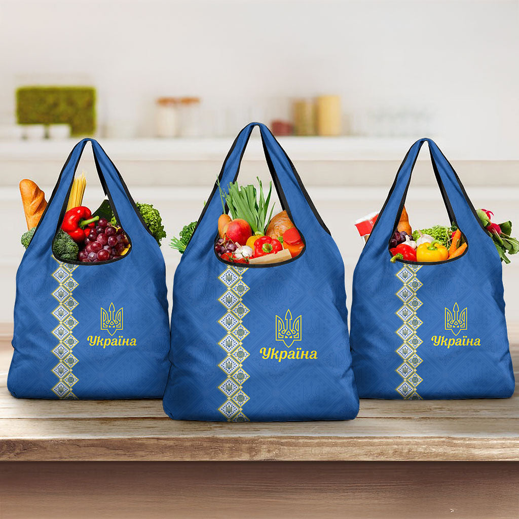 Ukrainian Tryzub Pattern Grocery Bag