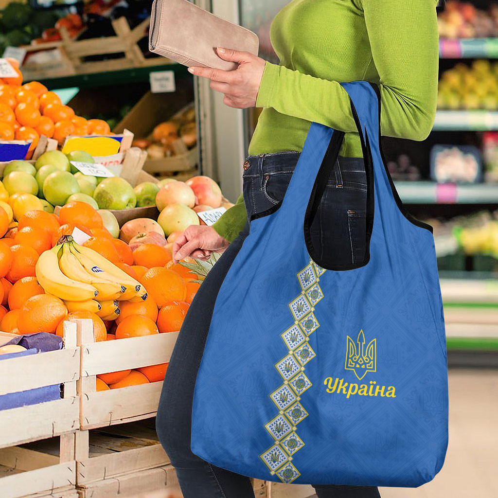 Ukrainian Tryzub Pattern Grocery Bag