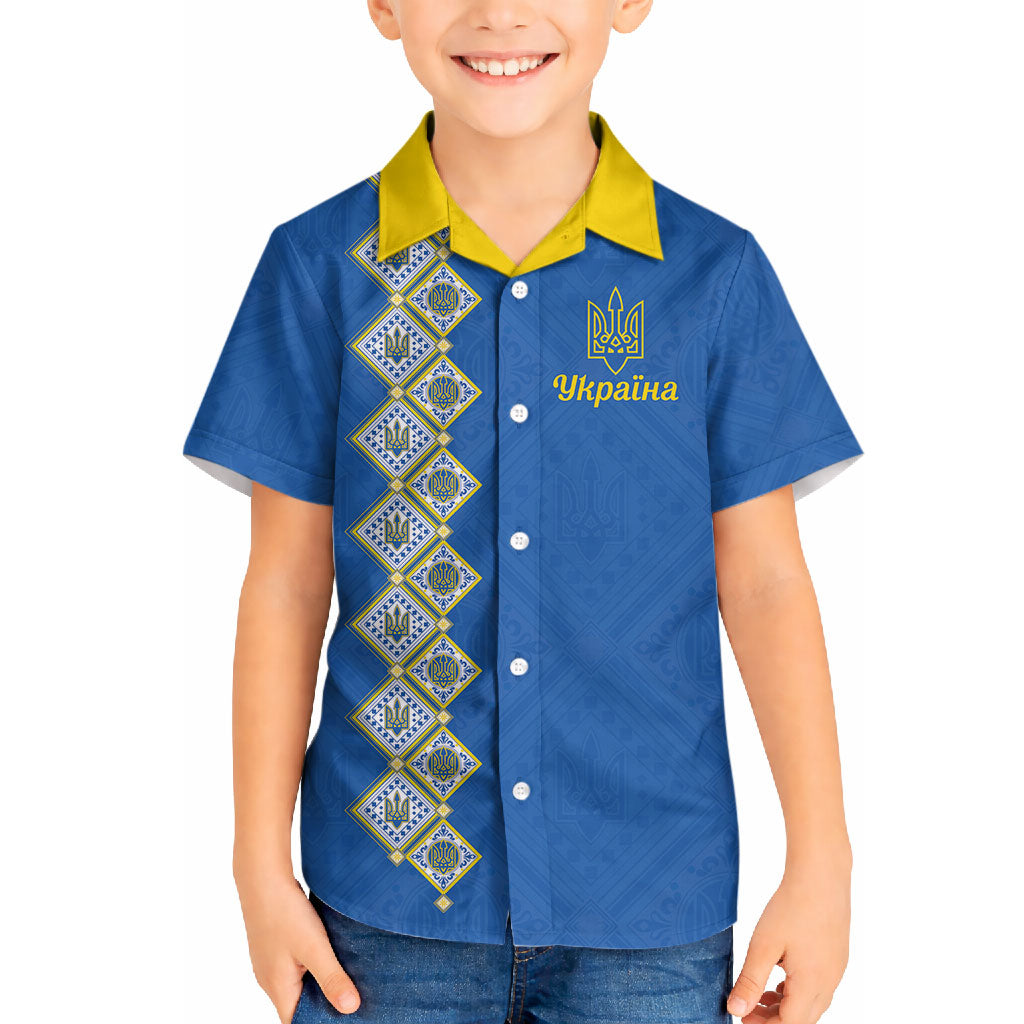 Personalised Ukrainian Tryzub Pattern Hawaiian Shirt
